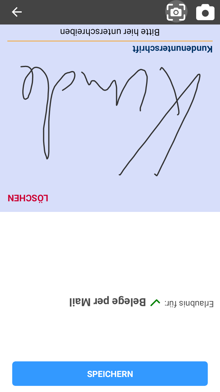 Kunde unterschreibt Beleg