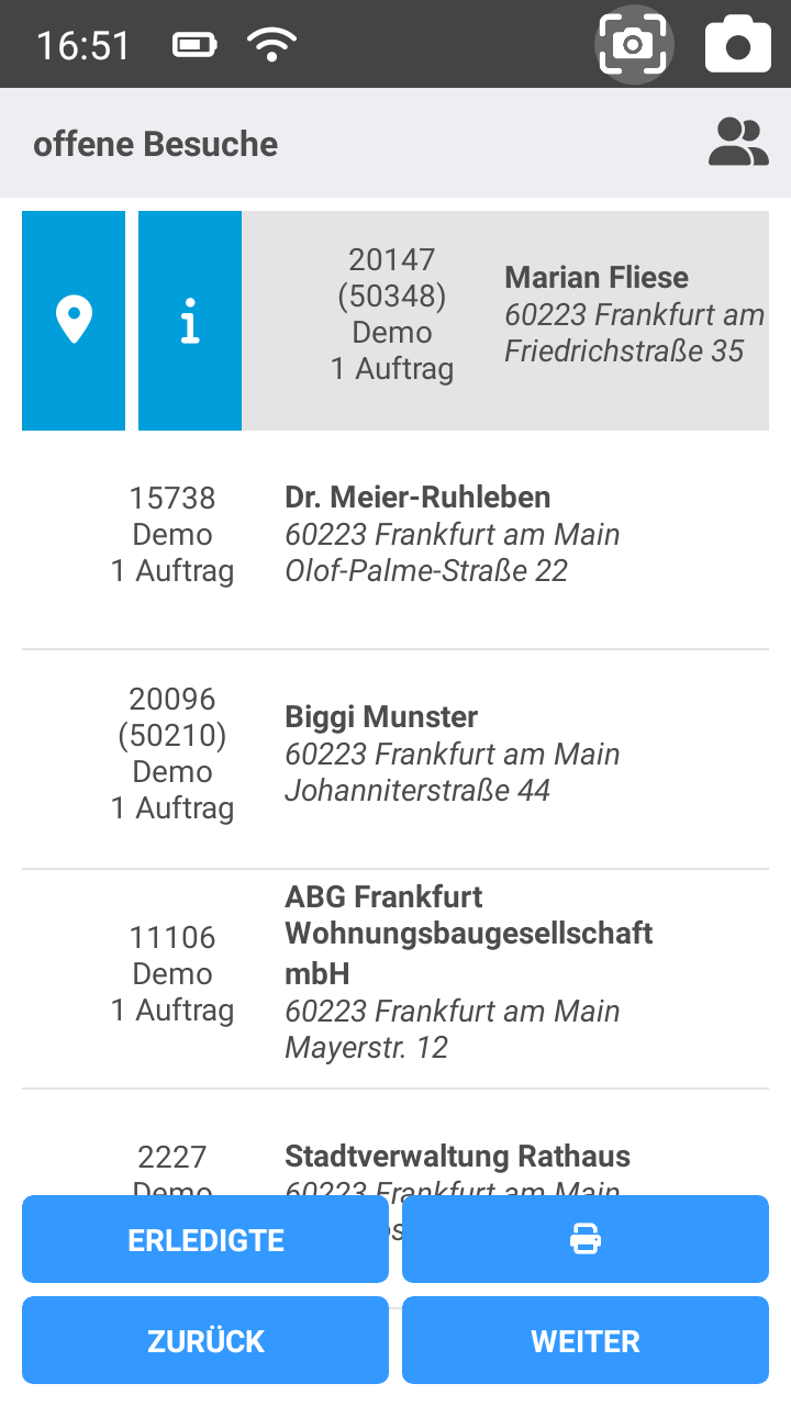 Kunde: Swipe-Aktionen