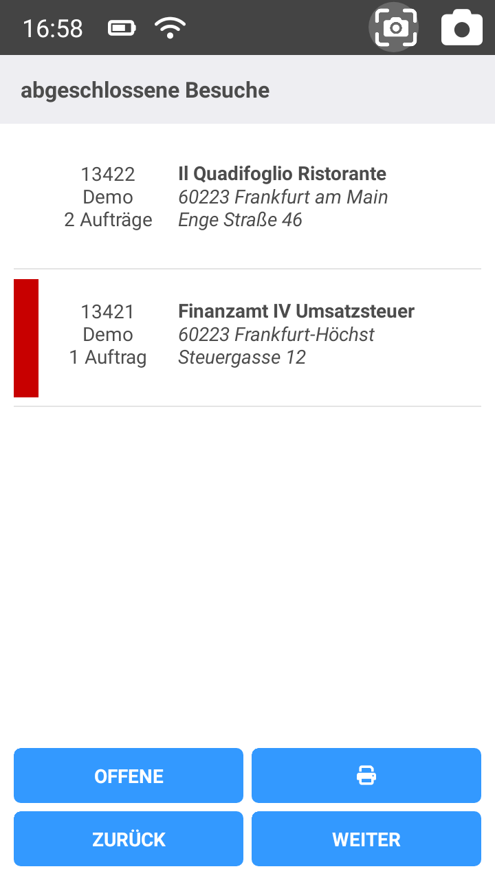 Abgeschlossene Besuche